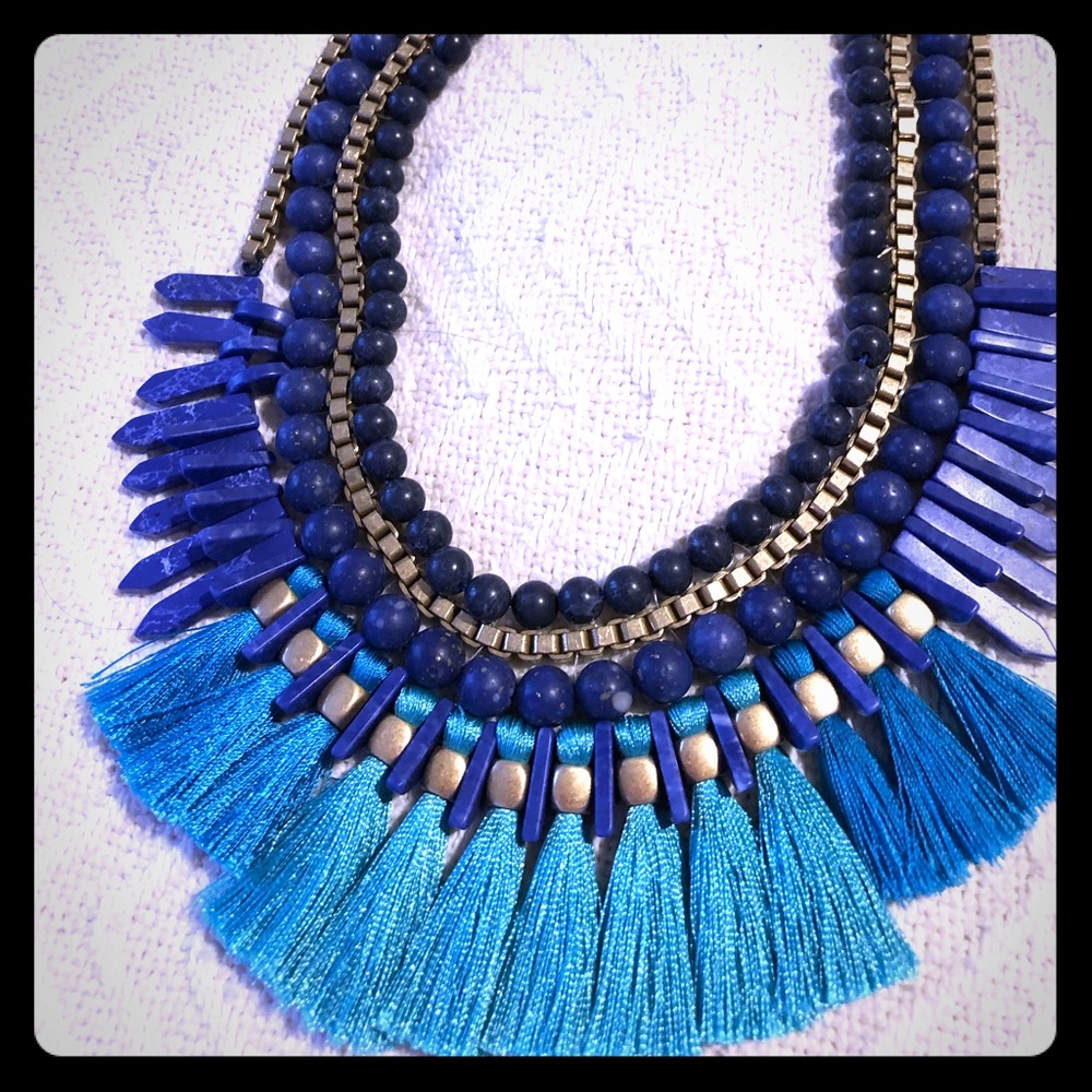 Stella & Dot statement necklace aqua and blue